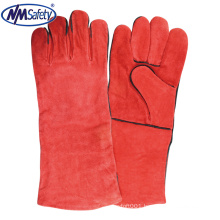 NMSAFETY Red cow split leather welding sleeves glove